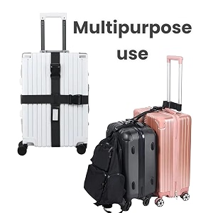traveessentialz adjustable luggage belts pack of 4 black  heavy duty suitcase strap set 23m  baggage security strap for check-in luggage trolley bags straps for backpacks