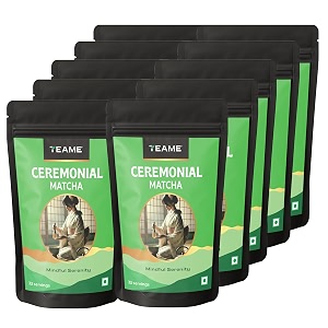 te-a-me ceremonial matcha green tea powder 500g 10 x 50g  premium grade japanese style blend  smooth texture amp vibrant taste  antioxidant rich formula  for tea lattes amp smoothies  pack of 10