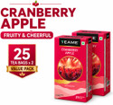 TE-A-ME Cranberry Apple Tea - 50 Tea Bags | Fruit Tea | 100% Caffeine Free | Cranberry, Apple Infusion Tea Bags Box (2 x 25 Bags)