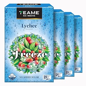 te-a-me lychee iced tea bags 72 pyramid sachets 18 x 4  sugar-free lychee cold brew tea  pack of 4