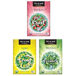 te-a-me ice brews cold brew ice infusion wild berry 18 pyramid infusion bags - ice brews cold brew ice tea lemon 18 pyramid tea bags - ice brews cold brew ice tea green mint 18 pyramid bags