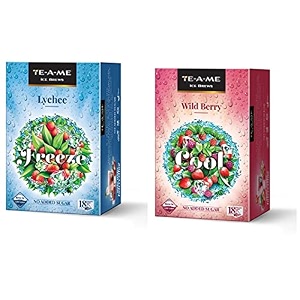 te-a-me ice brews cold brew ice infusion wild berry 18 pyramid infusion bags - ice brews cold brew ice infusion lychee 18 pyramid infusion bags