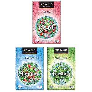 te-a-me ice brews cold brew ice infusionwild berry18 pyramid infusion bags-ice brews cold brew ice infusionlychee18 pyramid infusion bags-ice brews cold brew ice tea green mint 18 pyramid bags
