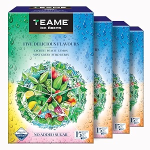 te-a-me assorted ice tea - 15 tea bags pack of 4  sugar free iced tea  60 pyramid ice teabags
