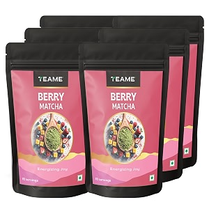 te-a-me berry flavoured matcha green tea powder 300g 6 x 50g  premium grade japanese style matcha  198 servings  no artificial sweeteners  antioxidant-rich tea for latte smoothies amp daily wellness  pack of 6