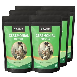 te-a-me japanese ceremonial matcha 300g 6 x 50g  premium green tea powder  authentic ceremonial grade  antioxidant rich  vibrant fine blend for latte smoothies amp traditional brew  pack of 6