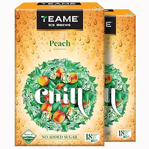te-a-me peach iced tea bags 36 pyramid sachets 18 x 2  sugar-free peach black tea blend  cold brew tea  pack of 2