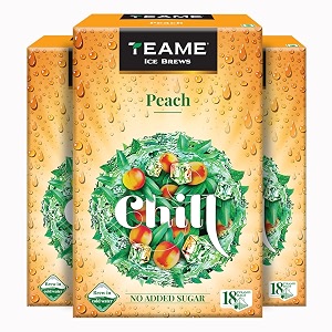te-a-me peach iced tea bags 54 pyramid sachets 18 x 3  sugar-free peach black tea blend  cold brew tea  pack of 3