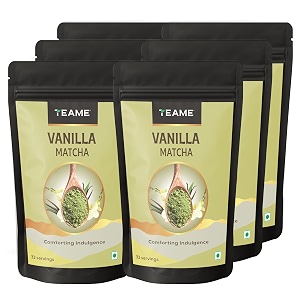 te-a-me vanilla matcha green tea powder 300g 50g x 6  premium japanese matcha  natural vanilla flavour  antioxidant-rich tea for latte smoothies baking amp desserts  pack of 6