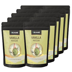 te-a-me vanilla flavoured matcha green tea powder 500g 10 x 50g  japanese style premium grade  pure matcha for latte smoothies amp baking  natural antioxidants  pack of 10