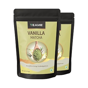 te-a-me vanilla  matcha green tea powder - 100g 66 servings  50g - pack of 2  make delicious flavoured matcha vanilla latte  100 natural
