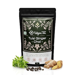 udyan tea tulsi ginger chai 250 gramimmunity-boosting ctc black tea with tulsi ginger amp black pepperayurvedic healing blend for cold amp cough reliefhandcrafted sweet amp spicy tea