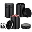 Tea Canister, 3 Pack 18.6 fl.oz Small Tea Tins Containers, Black