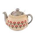 Knitted Teapot Cozy, 2-Piece Split Design with Button Fastening, Acrylic Insulated Teapot Cover for 2 Cup 15-20 oz Teapots, British Style Decorative Tea Warmer, 9 Patterns Available，TOFFEE FLOWER