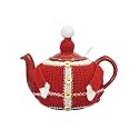 Knitted Teapot Cozy, 2-Piece Split Design with Button Fastening, Acrylic Insulated Teapot Cover for 2 Cup 15-20 oz Teapots, British Style Decorative Tea Warmer, 9 Patterns Available，CHRISTMAS