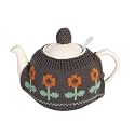 Knitted Teapot Cozy, 2-Piece Split Design with Button Fastening, Acrylic Insulated Teapot Cover for 2 Cup 15-20 oz Teapots, British Style Decorative Tea Warmer, 9 Patterns Available，DARK GREY