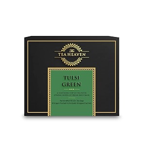 the tea heaven  tea gift - tulsi green tea prevents ageing increases metabolism 3 types of tulsi with healing and soothing effects with 100 natural ingredients 17 tea bags 161 free sample