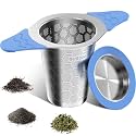 Tea Infuser for Loose Leaf Tea,18/8 Stainless Steel Tea Infuser with Heat Proof Silicone Handles,Extra Fine Mesh Tea Strainers Filter Fine Tea Leaves Effectively,Fits TeaPots/Mugs -Blue
