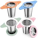 Tea Infuser for Loose Leaf Tea,18/8 Stainless Steel Tea Infuser with Heat Proof Silicone Handles,Extra Fine Mesh Tea Strainers Filter Fine Tea Leaves Effectively,Fits TeaPots/Mugs-4Pack