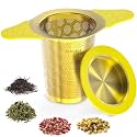 Tea Infuser for Loose Leaf Tea,Stainless Steel Tea Strainer with Silicone Handles,Extra Fine Mesh Tea Strainers for Loose Tea Filter Fine Tea Leaves Effectively,Fits TeaPots/Mugs (Gold)