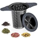 Tea Infuser for Loose Leaf Tea,Stainless Steel Tea Strainer with Silicone Handles,Extra Fine Mesh Tea Strainers for Loose Tea Filter Fine Tea Leaves Effectively,Fits TeaPots/Mugs(Black)