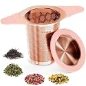 Tea Infuser for Loose Leaf Tea,Stainless Steel Tea Strainer with Silicone Handles,Extra Fine Mesh Tea Strainers for Loose Tea Filter Fine Tea Leaves Effectively,Fits TeaPots/Mugs (Rose gold)