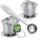 Tea Infuser Set of 2 with Tea Scoop & Drip Trays, Loose Leaf Tea Strainer