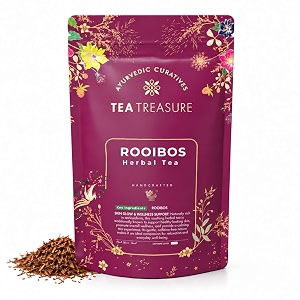 tea treasure south african rooibos red tea 100gm caffeine free rich antioxidant helps diabetes blood sugar control improves skin amp heart health boosts immunity