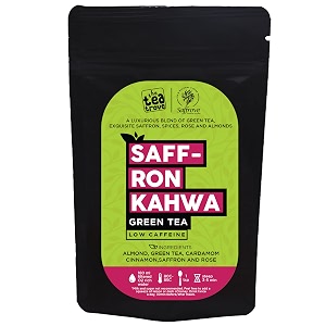 the tea trove - kashmiri kahwa green saffron tea 50 g serves 25 cups with almonds cardamom cinnamon rose petals for digestion immunity amp detox  steep as hot kahwa kashmiri tea or iced kahwa tea