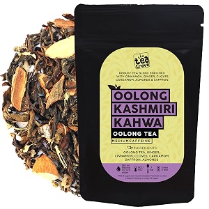the tea trove maharaja kashmiri kahwa tea  saffron spice oolong tea loose leaf  oolong tea for weight loss  steep as hot samurai chai or iced  medium caffeine 50 gm 25 cups