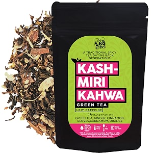 the tea trove - organic kashmiri kahwa green tea for cholesterol amp weight loss 100 g  green tea detox  steep as hot kashmiri pink tea or iced  medium caffeine 50 cups