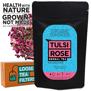 the tea trove organic tulsi rose tea chai with loose tea filter for stress relief50 gm50 cups