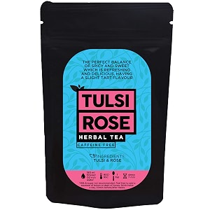 the tea trove organic tulsi rose tea chai with loose tea filter for stress relief25 gm25 cups