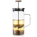 Teabloom Tea Press with Copper Pull Handle and Stainless Steel Filter – Tea Connoisseur's Choice – Pekoe Tea Maker, 20-Ounce