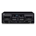 TEAC W-1200B Dual Cassette Deck with Recorder with USB Pitch Control Karaoke-Mic-in and Remote