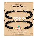Teacher Appreciation Bracelet Gifts for Women Initial Beaded Bracelets Back to School Thank You Teacher Gifts 2pcs Link Bracelet New Teacher Graduation Gift Birthday Retirement Teachers' Day Jewelry