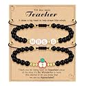 Teacher Appreciation Bracelet Gifts for Women Initial Beaded Bracelets Back to School Thank You Teacher Gifts 2pcs Link Bracelet New Teacher Graduation Gift Birthday Retirement Teachers' Day Jewelry