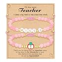 Teacher Appreciation Bracelet Gifts for Women Initial Beaded Bracelets Back to School Thank You Teacher Gifts 2pcs Link Bracelet New Teacher Graduation Gift Birthday Retirement Teachers' Day Jewelry