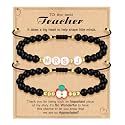 Teacher Appreciation Bracelet Gifts for Women Initial Beaded Bracelets Back to School Thank You Teacher Gifts 2pcs Link Bracelet New Teacher Graduation Gift Birthday Retirement Teachers' Day Jewelry