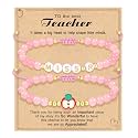 Teacher Appreciation Bracelet Gifts for Women Initial Beaded Bracelets Back to School Thank You Teacher Gifts 2pcs Link Bracelet New Teacher Graduation Gift Birthday Retirement Teachers' Day Jewelry