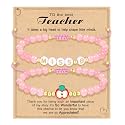 Teacher Appreciation Bracelet Gifts for Women Initial Beaded Bracelets Back to School Thank You Teacher Gifts 2pcs Link Bracelet New Teacher Graduation Gift Birthday Retirement Teachers' Day Jewelry