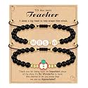 Teacher Appreciation Bracelet Gifts for Women Initial Beaded Bracelets Back to School Thank You Teacher Gifts 2pcs Link Bracelet New Teacher Graduation Gift Birthday Retirement Teachers' Day Jewelry