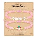 Teacher Appreciation Bracelet Gifts for Women Initial Beaded Bracelets Back to School Thank You Teacher Gifts 2pcs Link Bracelet New Teacher Graduation Gift Birthday Retirement Teachers' Day Jewelry