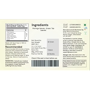teacurry moringa green tea - 30 tea bags  helps with cholesterol blood pressure  moringa green tea for weight loss management  100 natural 100 gm