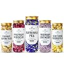 TEAFLOOR 5 in 1 COMBO -170 G, 170+ Cups| Dried Soothing Chamomile,Premium Lavender, Hibiscus, Butterfly Pea &amp; Jasmine Buds Flower Tea: Antioxidant-Rich Tea for Increasing Immunity in a Profusion | No caffeine, (Pack of 5)