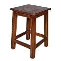 Generic Teak Wooden Stool - Brown Rustic Square Stool - Already Assembled