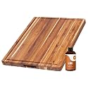 Teakhaus XL Carving Board with Juice Groove &amp; Conditioning Oil Set
