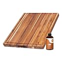 Teakhaus Large Carving Board with Juice Groove &amp; Conditioning Oil Set