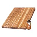Teakhaus XL Cutting Board with Handles &amp; EON Oil Set, 24 x 18 x 1.5 in