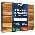 Teakhaus Edge-Grain Teak Wood Cutting Board with Grip Handles, Large